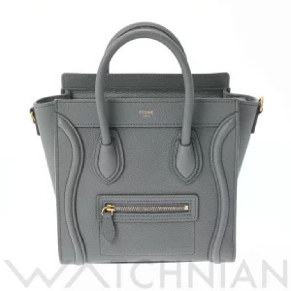 Celine Luggage bag Coal Baby Drummed Calfskin Handbag